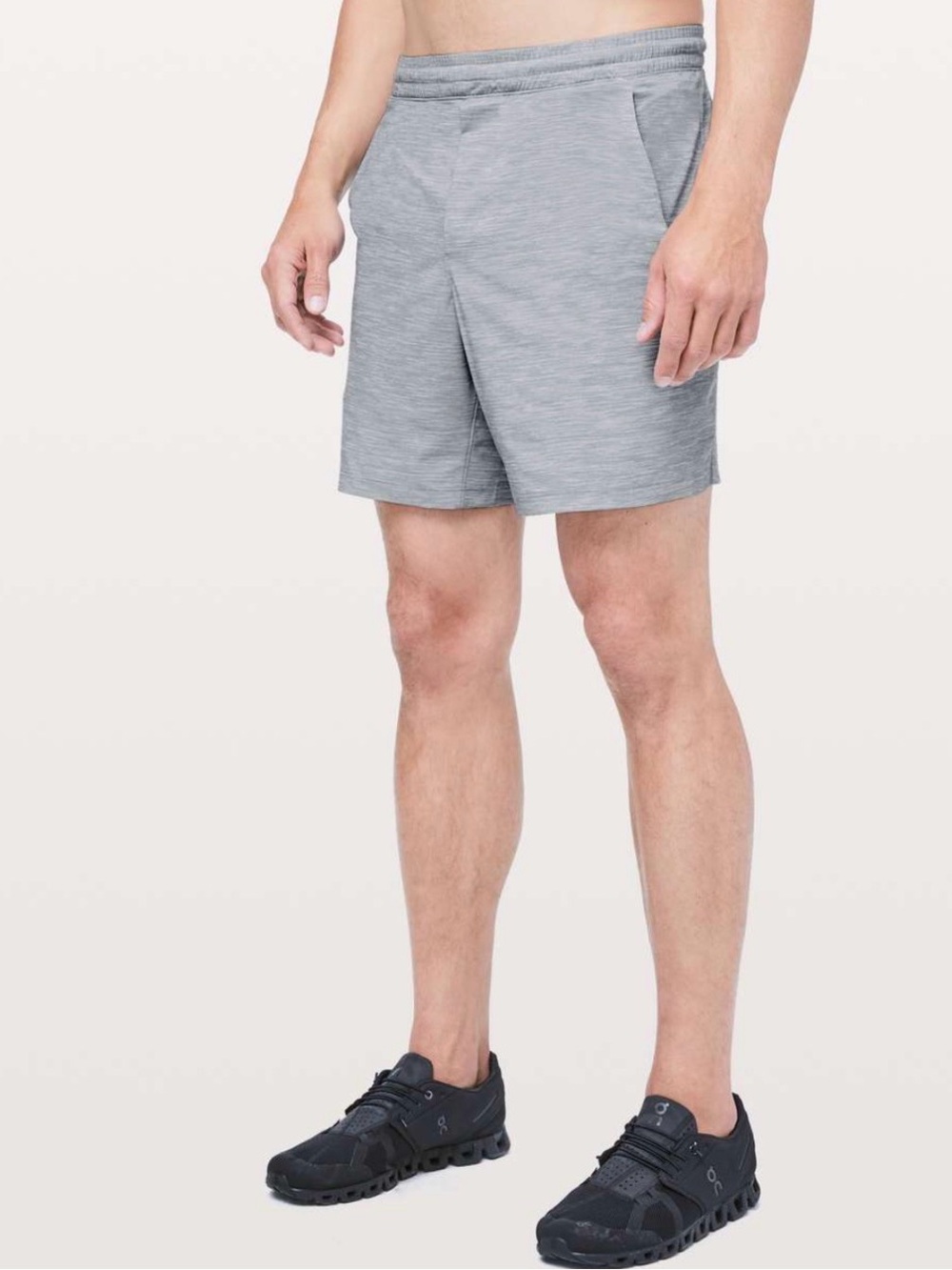 Lululemon Pace Breaker Short Linerless 7” in Heather Allover Sea Salt Light Cast